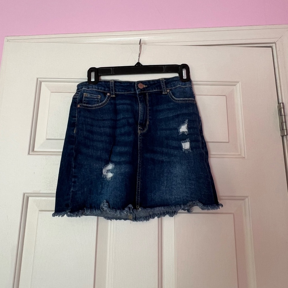 Girls Wonder Nation Denim Skirt With Adjustable Waistband